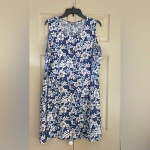 Notations Blue and White Floral Dress.  Size XL (no size tag)